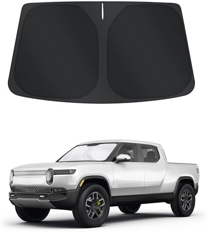 TINGLU Sun Shade for Rivian R1T 2022-2025 2026 Accessories Windshield Sun Shade Window Shade UV Rays Protection Sun Visor Cover with Steering Wheel Sunshade Storage Bag by TINGLU