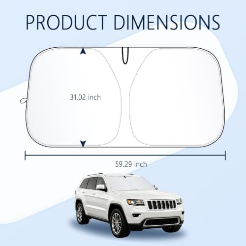 Car Windshield Sun Shade,Foldable Sun Shade for Car Windshield with Storage Bag Compatible with Jeep Grand Cherokee 2011-2026,Oxford Cloth Cars Suns Shades Keep Interior Cool - Image 2