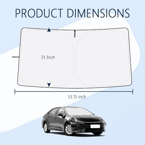 Car Windshield Sun Shade Compatible with Toyota Corolla 2020-2026,Oxford Cloth Sun Shade for Car Windshield with Foldable Design,Windshields Cover Suns Shades for Blocking Heat with Storage Bag - Image 2