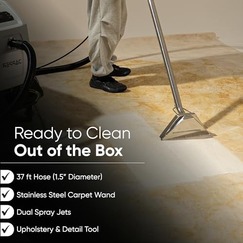 Commercial Heated Carpet & Upholstery Extractor Portable Machine, 170 PSI Hot Water Cleaner, 120 CFM Vacuum, 150°F Heater, 3 & 4 Gallon Dual Tanks for Deep Cleaning, Stain Removal, Furniture & Carpet - Image 7
