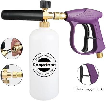 Sooprinse Foam Cannon Snow Foam Lance Nozzle Pressure Washer Jet Wash，Foam cannon lance kit with Pressure Washer Spray Gun,30 Degree Gutter Cleaner Wand with Nozzle Tip Attachment - Image 6