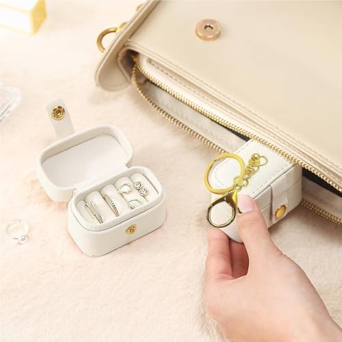Ring Bearer Pillows for Dog Collar, PU Leather Wedding Ring Pillow Box for Pet, Mini Ring Holder Pouch Box, Earrings Storage Box for Proposal Engagement Wedding Ceremony Party Ivory - Image 6