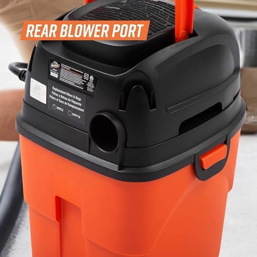 Armor All® AA155 1.5-Gallon 2 Peak HP Portable Wet/Dry Vacuum, Orange - Image 6