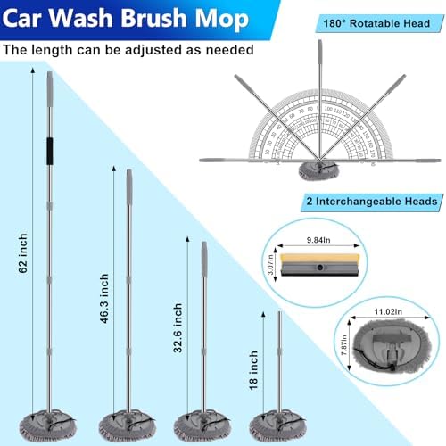 THINKWORK Car Wash Detailing Kit with 62'' Car Wash Mop & Detailing Brushes - Image 2