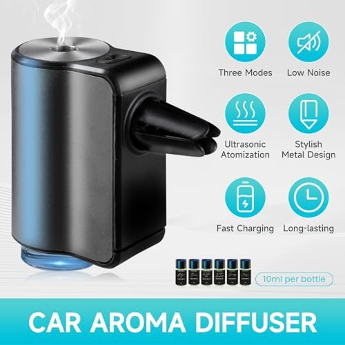 Featwell Car Air Freshener, Air Freshener Diffuser Three Adjustable Modes, Aromatherapy Machine Rechargeable (Grey) - Image 2