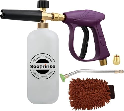 Sooprinse Foam Cannon Snow Foam Lance Nozzle Pressure Washer Jet Wash，Foam cannon lance kit with Pressure Washer Spray Gun,30 Degree Gutter Cleaner Wand with Nozzle Tip Attachment by Sooprinse