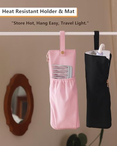 Lifeplus Holder & Mat for Hot Tools, Curling Iron Flat Iron Heat Resistant Hair Tools Travel Bag - Ideal for Home, Travel, Gift (Rose Pink) - Image 6