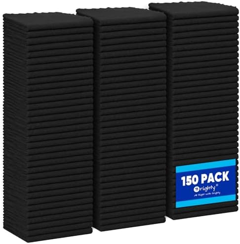 Orighty Microfiber Cleaning Cloth Bulk, 150 Pack Shop Towels 12x12in, Black by AllRightinOrighty