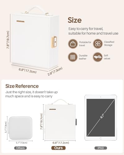 Enthralite Portable Travel Jewelry Case: Jewelry Box with Lock and Mirror | Quality PU Leather & Velvet Lined Jewelry Organizer - Large Capacity for Ring Earring Large Necklaces - Birthday Gift for Her - Image 6