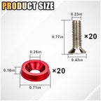 smilfuy 20PCS Aluminum Bumper Fender Washer Stainless Steel Bolts, Red - Image 2