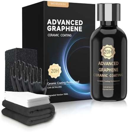 20H Advanced Graphene Ceramic Coating for Cars, Ceramic Car Auto Detailing kit (70ml), 10+ Years of Long Lasting Protection,Ultra High Gloss,Apply After Car Wash & Paint Correction by WEIRUIXIN