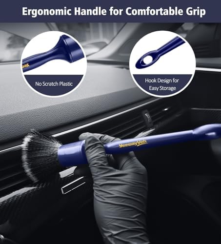 YeewayVeh 3PCS Car Detailing Brush Set, Ultra Soft, Indigo/Black - Image 3