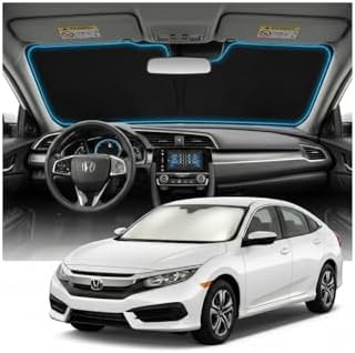 for Honda Civic Sun Shade Windshield Cover - Custom Fit Civic Accessories 2016-2021 Sunshade Foldable UV Protection & Heat Shield Sun Visor Accessories by Unknown