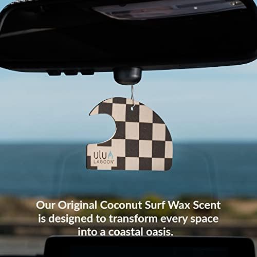 ulu Lagoon Hanging Car Air Freshener | Tropical Beach Coconut Surf Wax Scent Mini Wave | Long Lasting Car Freshener, Closet and Beyond | Made In USA | 3 Pack (Checker) - Image 2