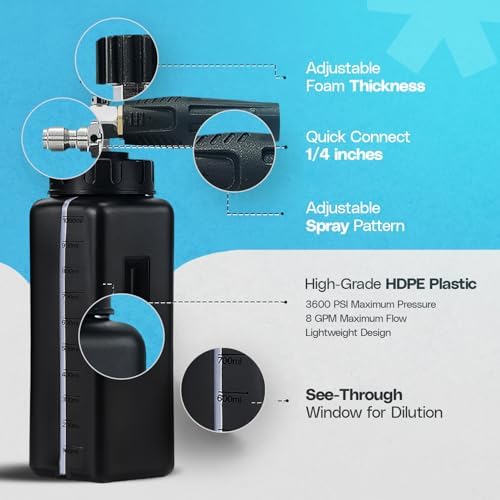 Foam Cannon for Pressure Washer, Thick Snow Foam, 1/4-Inch Quick Connect - Image 2