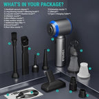 Yomile Mini Vacuum Cleaner, 2 in 1 27000PA Brushless Car Vacuum Air Duster 9000mAh Battery Air Blower Handheld Vacuum for Car,Office and Home (Black) - Image 5