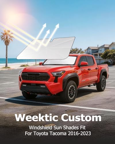 Weektic Truck Windshield Sun Shade Umbrella for Tacoma/Colorado/Canyon/Santa Cruz - Double Thickened Ice Crystal Coating, Sun & Heat Protection, Keep Cool & Protect Interior - Image 5