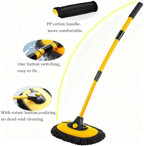 BMLEI Car Wash Brush with Long Handle, Cleaning Mop Car Wash Kit,Yellow - Image 2