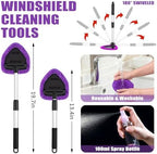 Windshield Cleaner Tool, 17Pcs Car Interior Detailing Kit, Detailing Brush, Towels, Duster, Car Cleaning Kit Interior for RVs, Truck, Trailer (Purple) - Image 2