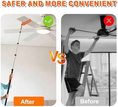 SISIUPASSIE 26FT Reach Ceiling Fan Cleaner Duster, Ceiling Fan Blade Cleaner with Extension Pole, Washable & Replaceable Microfiber Feather Duster Kits - Image 5