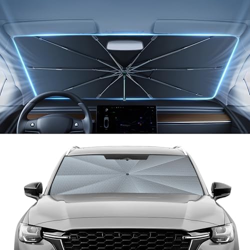 Autorder Windshield Sun Shade Umbrella for 2016-2026 Mazda CX-9 CX9 Accessories,Upgraded Ice Crystal Material,Easy Setup Umbrella Sunshade for Car Windshield,100% Sun Blocking by Autorder