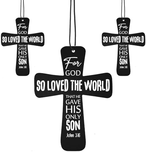 Fumete 24 Pcs Christian Gifts for Men Black Cross Car Air Fresheners Bulk by Fumete