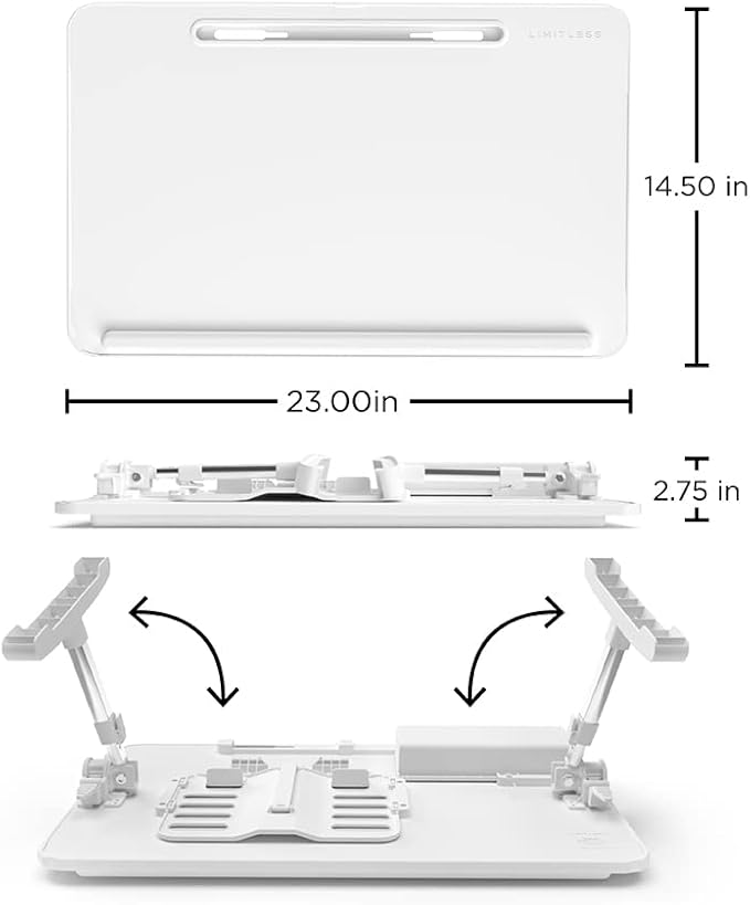 Limitless TotalDesk Portable Workstation and Lap Desk with Adjustable Height & Tilt (White) - Image 3