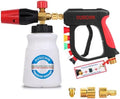 DUSICHIN Foam Cannon Short Pressure Washer Gun 1/4 Inch Quick Connector,Car Wash Foam Gun with 5 Pressure Washer Nozzle Tips 3/8'' Swivel Quick Connector,Additional Orifice Nozzle 1.04mm Car Washing by DUSICHIN