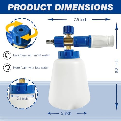 ESP 1L Car Wash Foam Cannon, HDPE Bottle, Silicone Straw with Filter, Stable Foam Output, Stainless Steel Quick Connect for Car, Bike, Boat & Outdoor Cleaning - Image 2