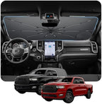 Windshield Sunshade Umbrella for 2019-2026 Dodge Ram 1500 2500 3500 Custom Fit Windshield Sun Protector Cover 6-Layer Heat-Resistant Fabric Ultra-Strong Fiberglass Frame (for 2019-2026 Dodge Ram) by BSTW