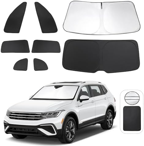 TINGLU 8PCS Window Shades for Volkswagen VW Tiguan 2018-2023 Accessories Car Side Full Windows Rear Triangular Windshield Sun Shade Sun UV Rays & Privacy Protection for Camping,Napping,and Relaxing by TINGLU