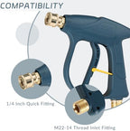 Sooprinse High Pressure Washer Gun 3000 PSI Max, Power Washer Short Gun, High Pressure Spray Gun with 1/4 Inch Quick Connector, M22-14 - Image 5