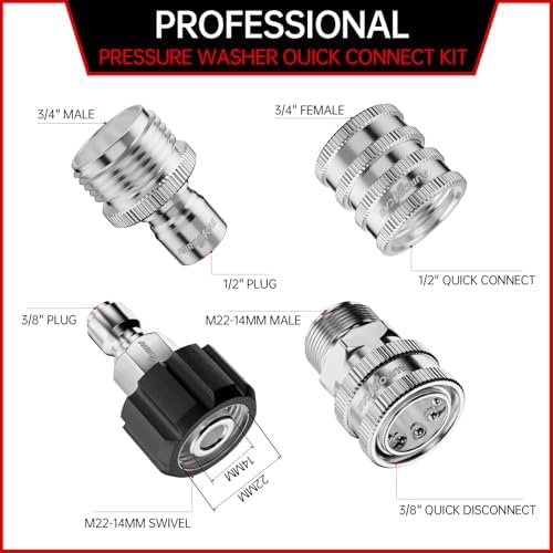 AURORA CAR Pressure Washer Quick Connect Kit, Stainless Steel Adapter 8 Pcs - Image 6