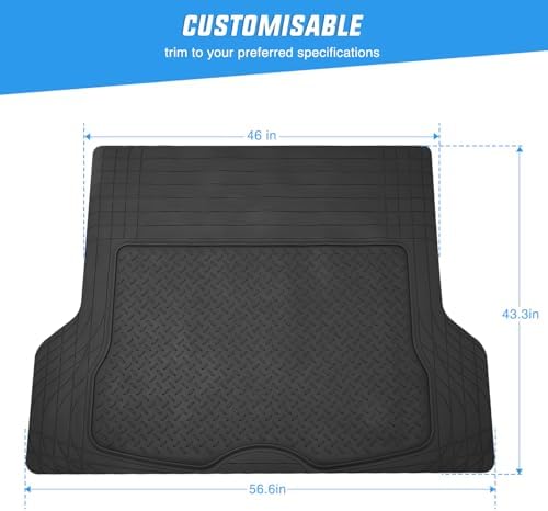 Nilight Rubber Cargo Mats for Cars Trucks SUVs | Universal Trim to fit for Most Vehicles, All Weather Protection Heavy Duty Cargo Liners - Image 3