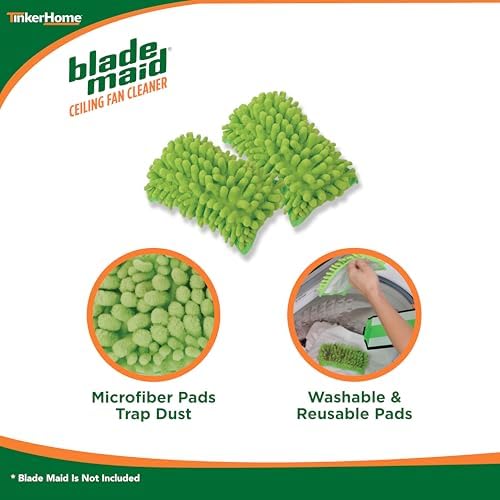 Blade Maid Replacement Microfiber Pads | Reusable, Machine Washable Pads for Blade Maid Ceiling Fan Cleaner with Extendable Pole for High Ceilings, Corner Cleaning Tool | Size 4.9" x 7.7" (Pack of 2) - Image 4