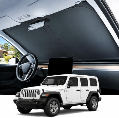 REEVAA Car Windshield Sun Shade for Jeep Wrangler, XS (60''L x 21''W) by REEVAA