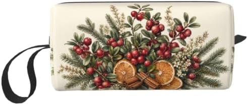 Cranberry Small Makeup Bag, 600D Oxford Cosmetic Pouch for Women | Cranberry Cosmetic Bag, Double-Sided Printed Toiletry Pouch with Foam Padding for Women, Travel, Gym, Weekend and Daily Use by OLUSENMO