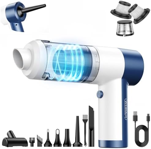 Handheld Vacuum Cordless, 16000PA High Power Car Vacuum with Brushless Motor, 4-in-1 Portable Mini Vacuum & Air Duster, 2 Speeds, 3 Washable Filters & Type C Charging for Pet Hair, Home, Car & Office by Unknown