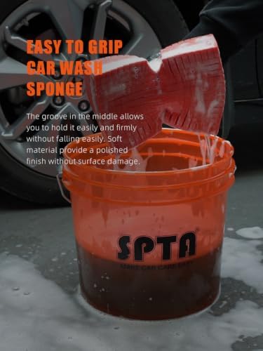 SPTA Car Wash Kit, Clean & Car Wash Kit (9 Items, Including 2-16oz. Car Wash Shampoo, 1Pc Microfiber Mitts,1Pc Red Car Wash Sponge, 2Pcs 16"x16" Microfiber Detail Towels and 3Pcs Car Detail Brush - Image 6
