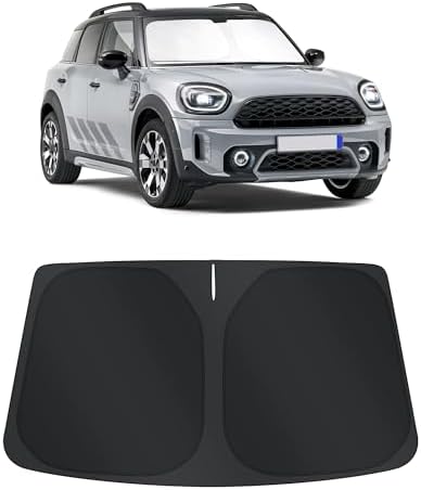 TINGLU Sun Shade for Mini Countryman Cooper F66 SUV 2017-2025 2026 Accessories Windshield Sun Shade Window Shade UV Rays Protection Sun Visor Cover with Steering Wheel Sunshade Storage Bag by TINGLU