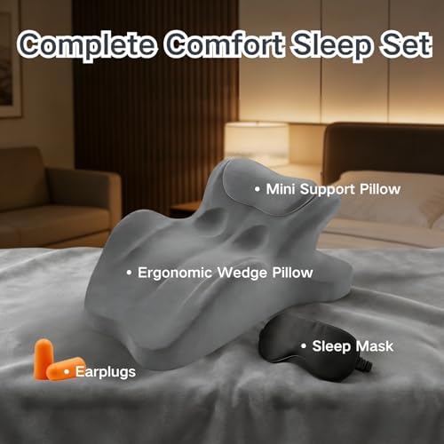 Couples Pillow, 27° Ergonomic Memory Foam Wedge Pillow – Multi-Position Back & Lumbar Support For Sleeping, Reading & Relaxing(Blue) - Image 2