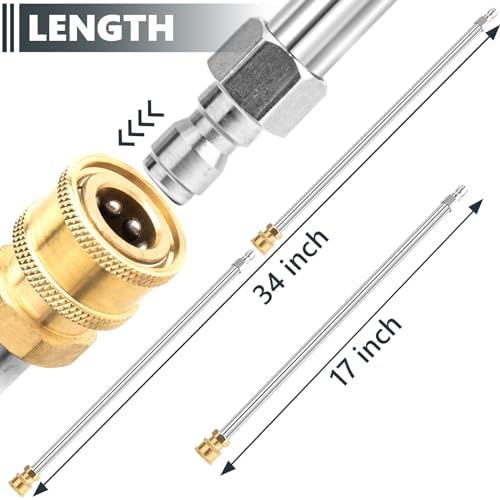Pressure Washer Extension Wand, 2 Pack 17 Inch Stainless Steel Heavy Duty Wands with 1/4 Inch Quick Connect, Fits Most Pressure and Power Washers - Image 2