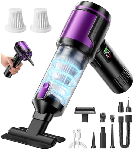 Handheld Car Vacuum Portable Cordless, Hand held Vacuum Cleaner & 22KPa High-Power Suction Air Duster for Car Cleaning, Home, Office, Pet Hair -Black by Unknown
