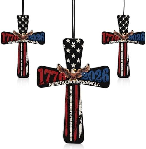 Fumete 24 Pcs America Flag Cross Car Air Fresheners Patriot Day Gift Bulk by Fumete