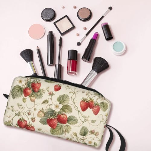Strawberry Small Makeup Bag, 600D Oxford Cosmetic Pouch for Women | Strawberry Cosmetic Bag, Double-Sided Printed Toiletry Pouch with Foam Padding for Women, Travel, Gym, Weekend and Daily - Image 6