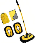 MVEQRRN 15° Curved Chenille Car Wash Brush Mop with Long Handle(Yellow) by MVEQRRNcardetailbrushset