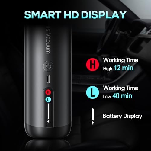 Cordless Car Vacuum XJ02, 21KPa Portable Handheld Car Vacuum Cleaner, Pre-Filter & HEPA Filter System, 7800mAh Battery, Mini Vacuum with Multi Nozzles for Car, Home, Office, Pet Hair Cleaning - Image 2