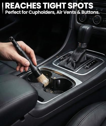EVEO Car Detailing Brush Set - (3 Pack) Car Detailing Kit Interior, Car Interior Detailing Kit Car Detailing Brushes - Car Cleaning Brush, Car Detailing Brushes, Car Detailing Tools | Soft Boars Hair - Image 4