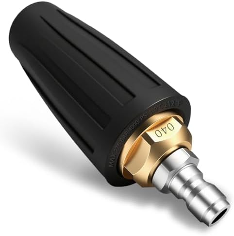 Turbo Nozzle Pressure Washer Tips, Max 4000 PSI, Upgrade 360° Rotating Turbo Spray Tips with 1/4" Quick Connector for Cleaning Car, Garden, Concrete Brick, 4.0 GPM 4.0 Orifice by Unknown