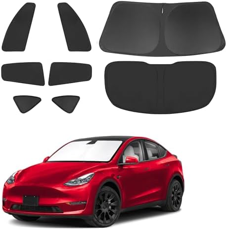 TINGLU Window Shades for Tesla Model Y Juniper 2025 2026 Accessories Car Side Full Windows Rear Triangular Windshield Sun Shade Sun UV Rays & Privacy Protection for Camping,Napping,Relaxing 8PCS by TINGLU